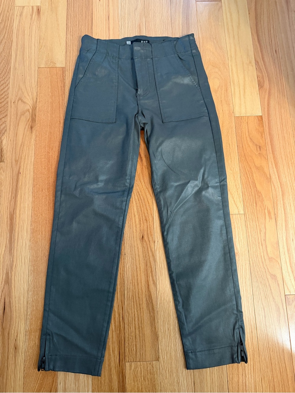 Kut from the Kloth Charcoal Coated Reese Ankle Straight-Leg Pants
